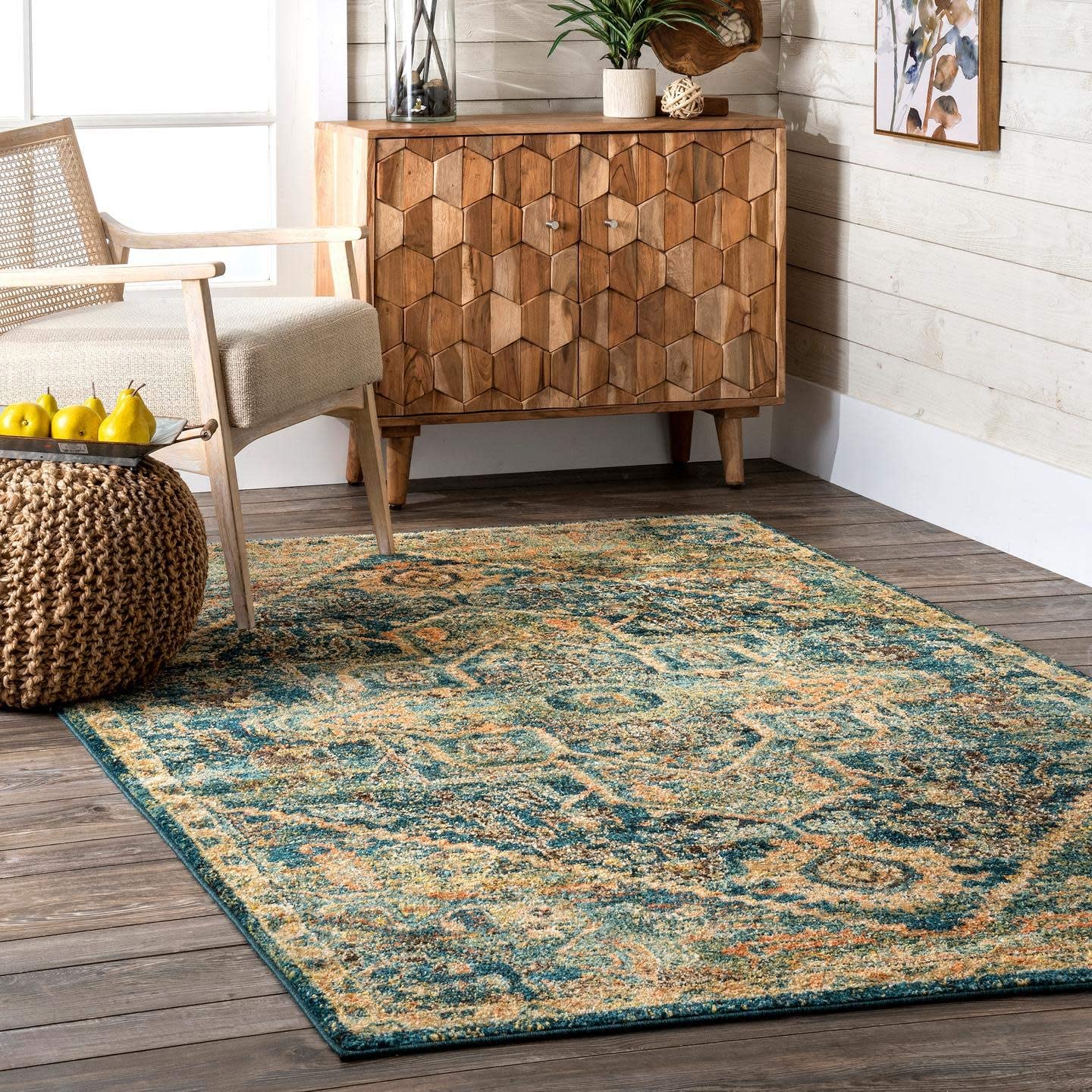 Tabetha Tribal Medallion Area Rug, Olive