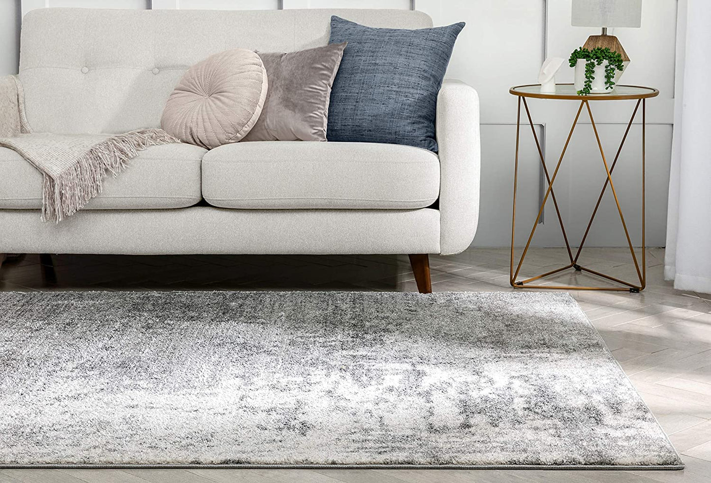 Motril Grey & Ivory Gradient Abstract Geometric Pattern Area Rug