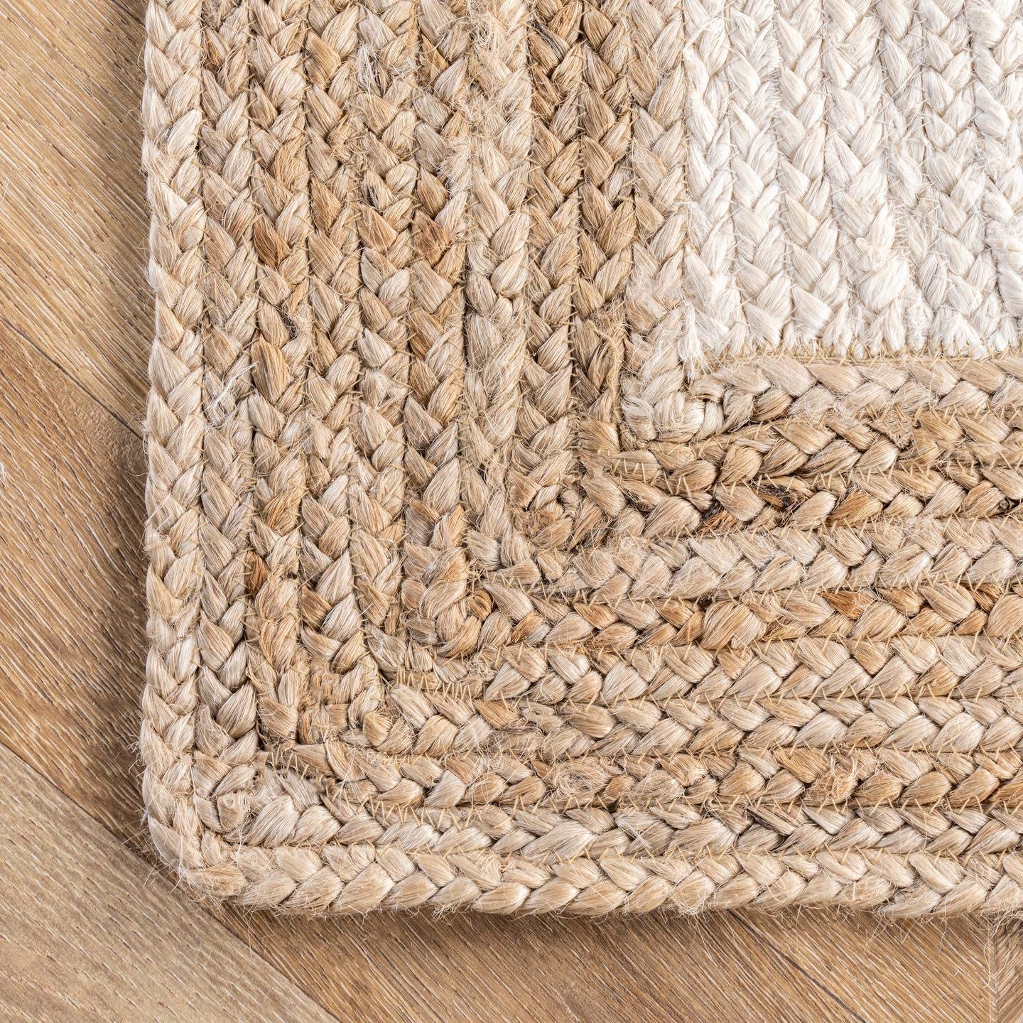 Hand Woven Jute Area Rug, White