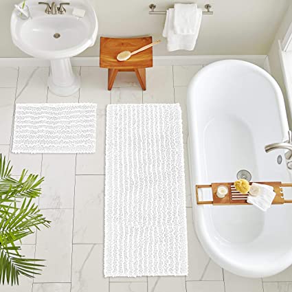 Grey Bathroom Rug Set by Zebrux, Non Slip Thick Shaggy Modern Designed –  Joanna Home