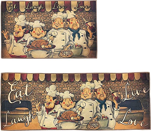 UpNUpCo Artistic and Colorful Kitchen Rugs Kitchen Mats for Floor Non Slip Kitchen Rugs and Mats Kitchen Mat Set Farmhouse Kitchen Rugs Thickness=1/3inch - Spicy Art - 2 Pieces - 30"x17" + 47”x17