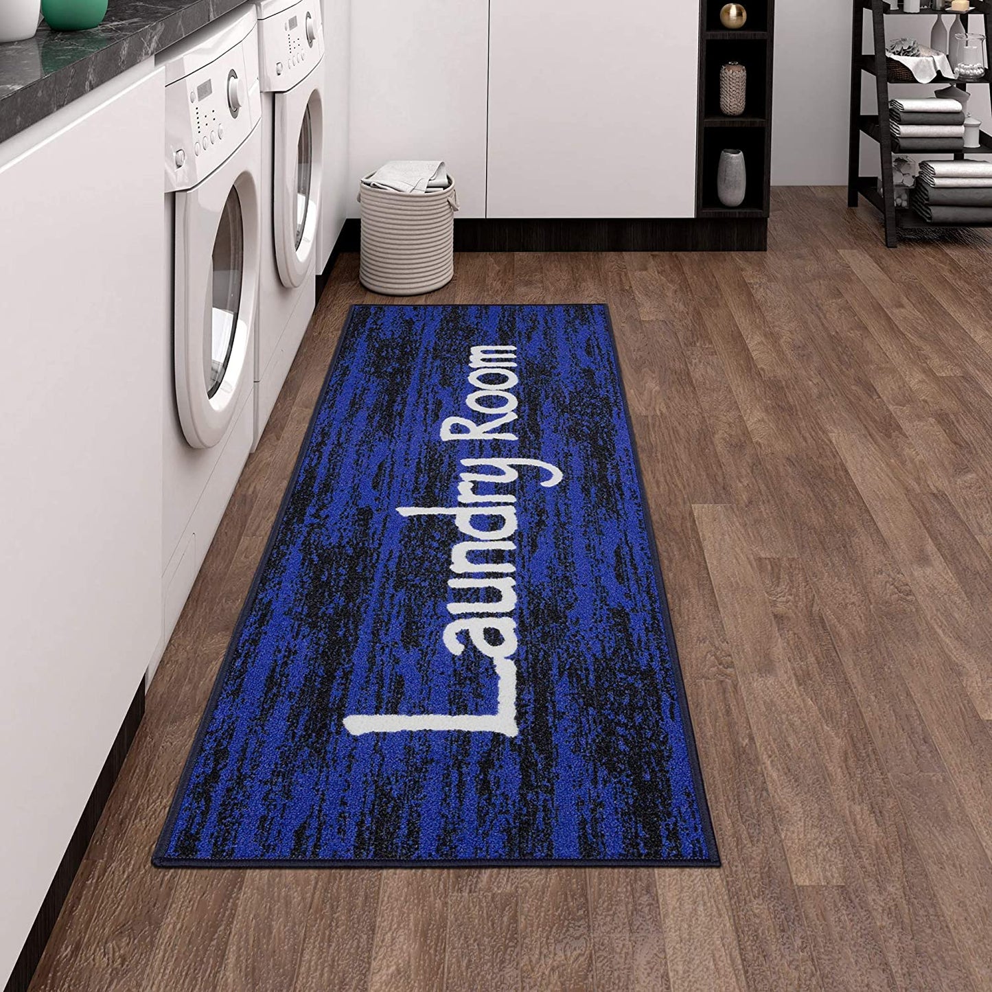 Laundry Collection Area Rug, Blue Striped