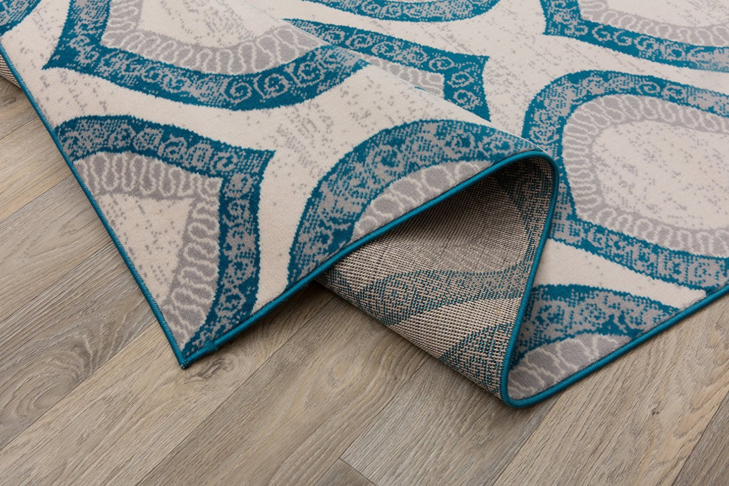 Trellis Cream Teal Blue Area Rug