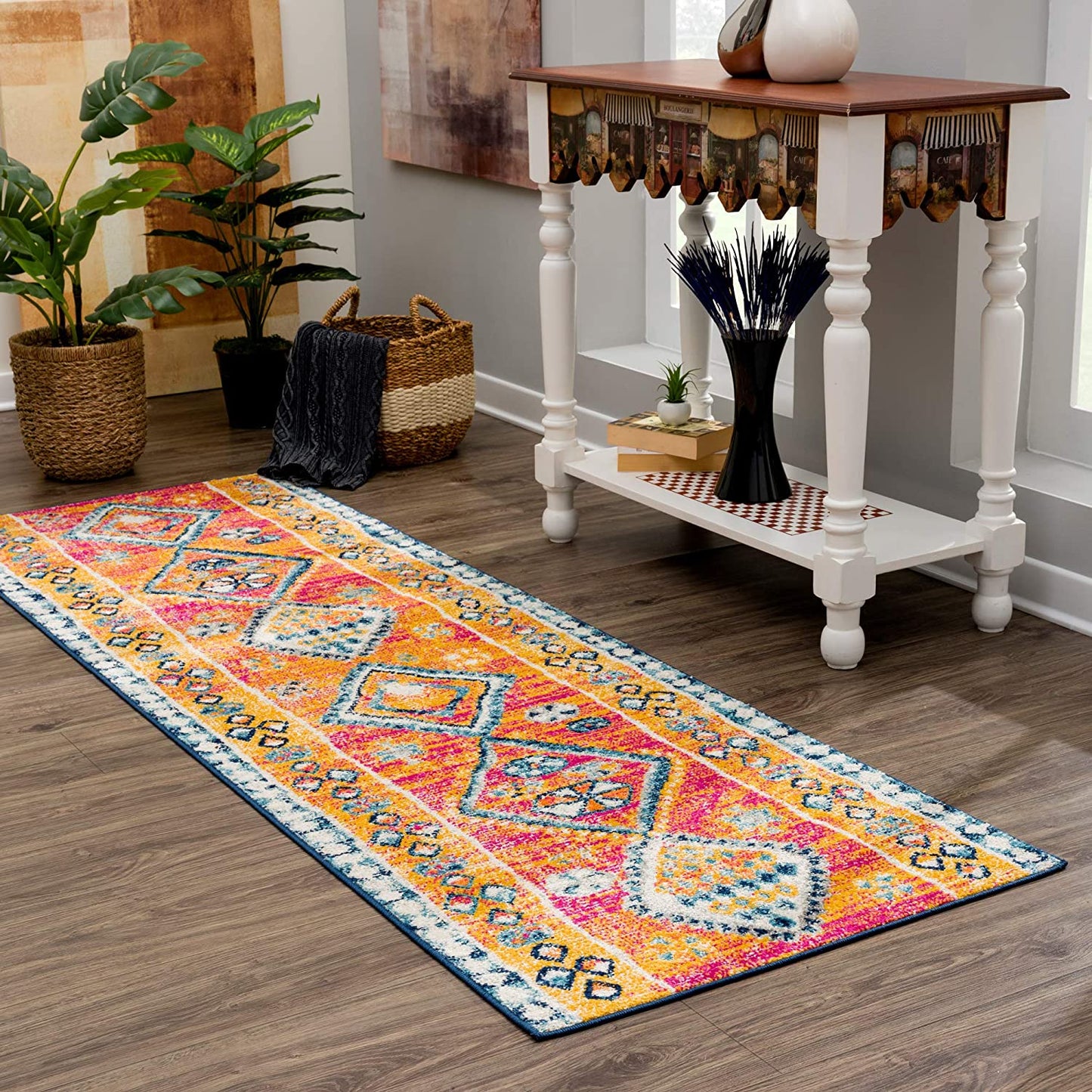 Tribal Geometric Boho Entryways and Hallways Soft Area Rug