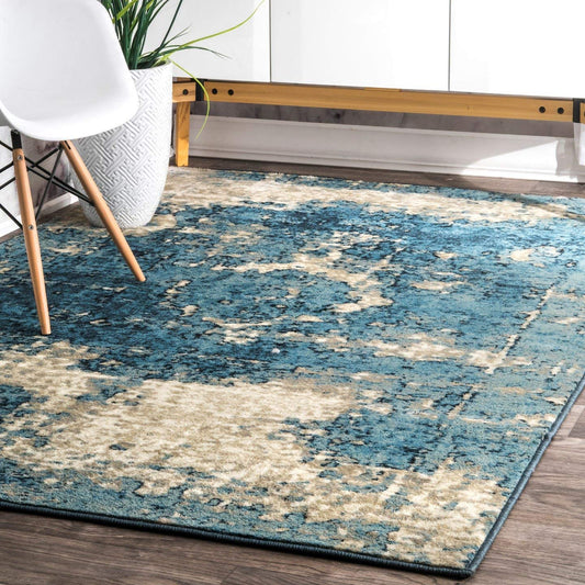 Vintage Distressed Blue Soft Area Rug