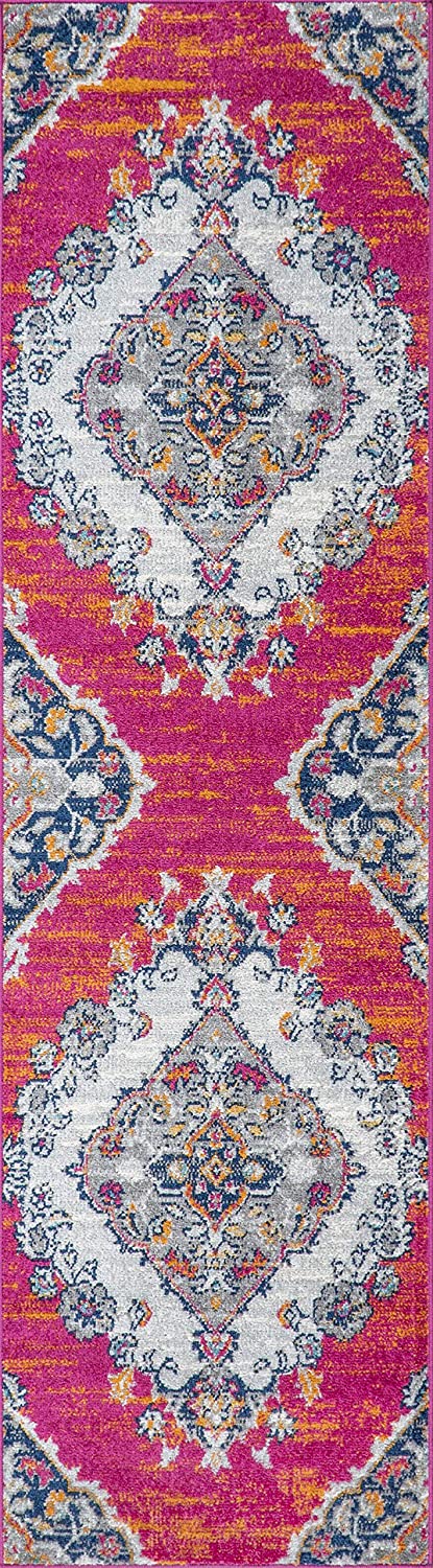 Bohemian FLAIR Boho Vintage Medallion Blue/Multi. Soft Area Rug