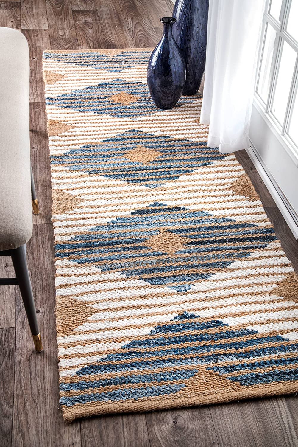 Responsibly Handcrafted Hand Braided Twined Jute And Denim Blue Rug | Jute  rug runner, Braided rag rugs, Rugs on carpet