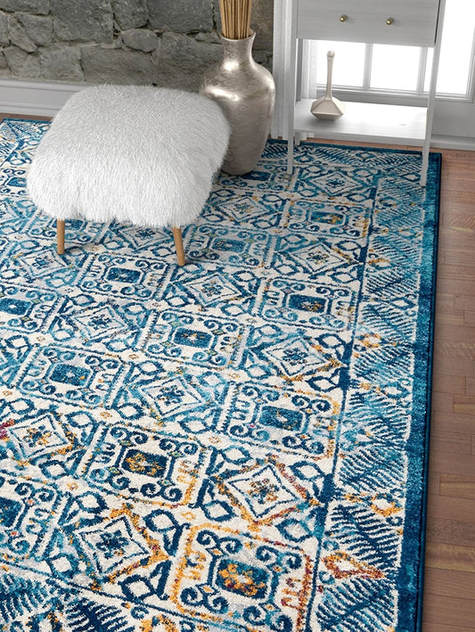 Blue Vintage Floral Area Rugs