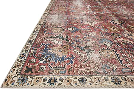 Chris Loves Julia x Loloi Jules JUL-05 Lagoon / Brick Oriental Area Rug 5'-0" x 7'-6"