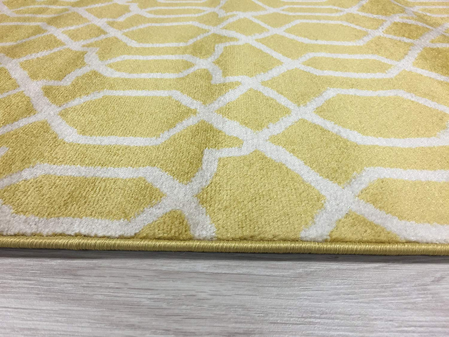 Yellow White Trellis Soft Area Rug