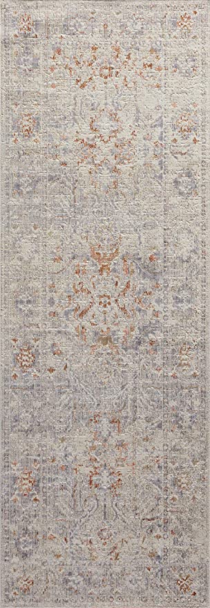 Chris Loves Julia x Loloi Rosemarie ROE-04 Graphite / Multi Oriental Area Rug 18" x 18" Sample Swatch