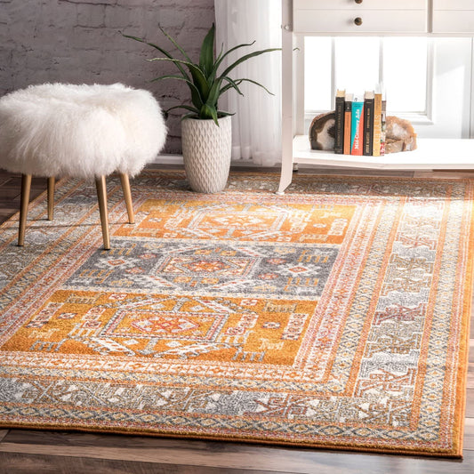 Muted Yellow Bohemian Pattern Soft Area Rugs