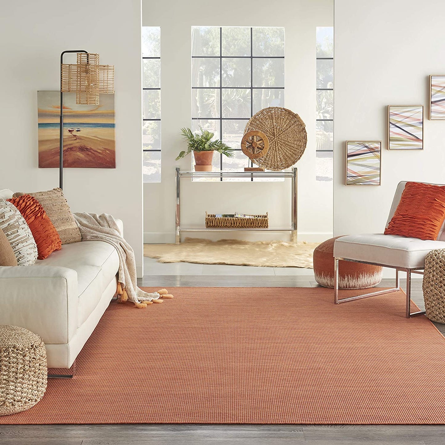 Flat-Weave Indoor/Outdoor Terracotta  Soft Area Rug