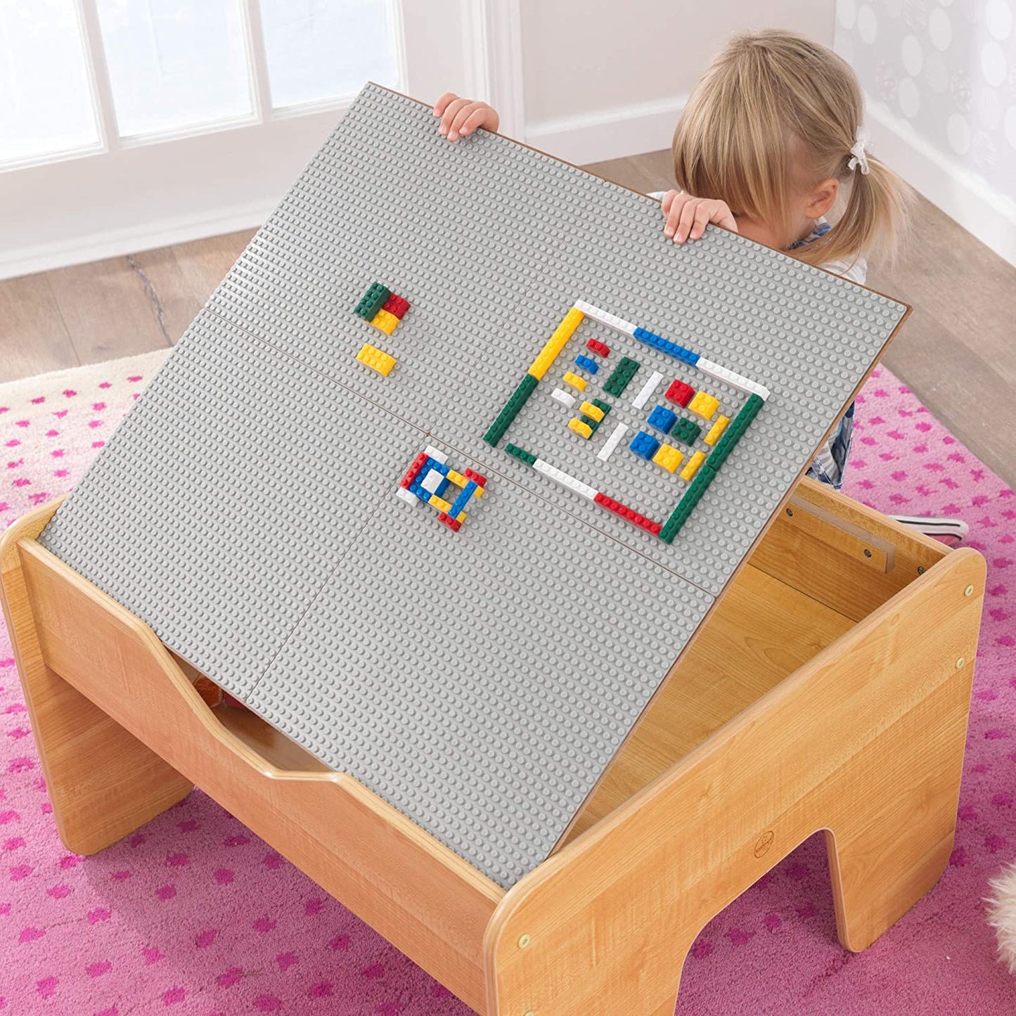 2-in-1 Activity Table with Board Gray/Natural