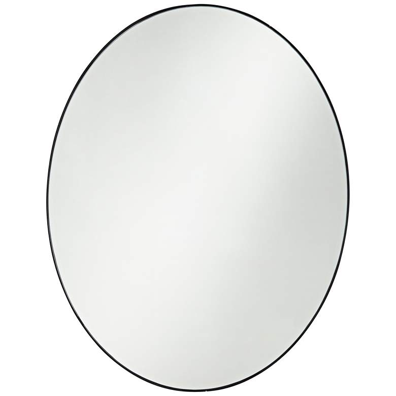 Aryn Matte Black Metal 23 1/2" x 30" Oval Wall Mirror