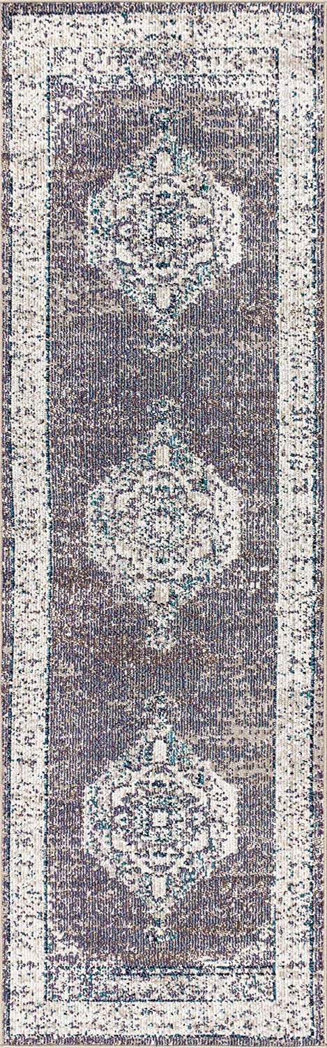 Ankara Vintage Medallion Gray/Ivory Soft Area Rug