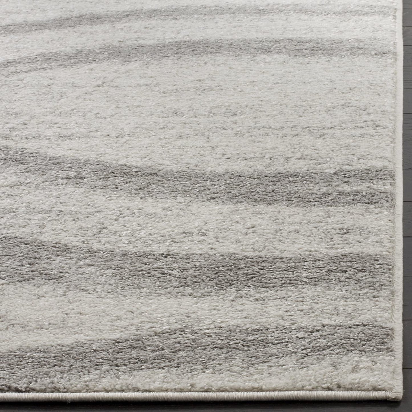 Modern Wave Distressed Soft Area Rug, Cream / Grey