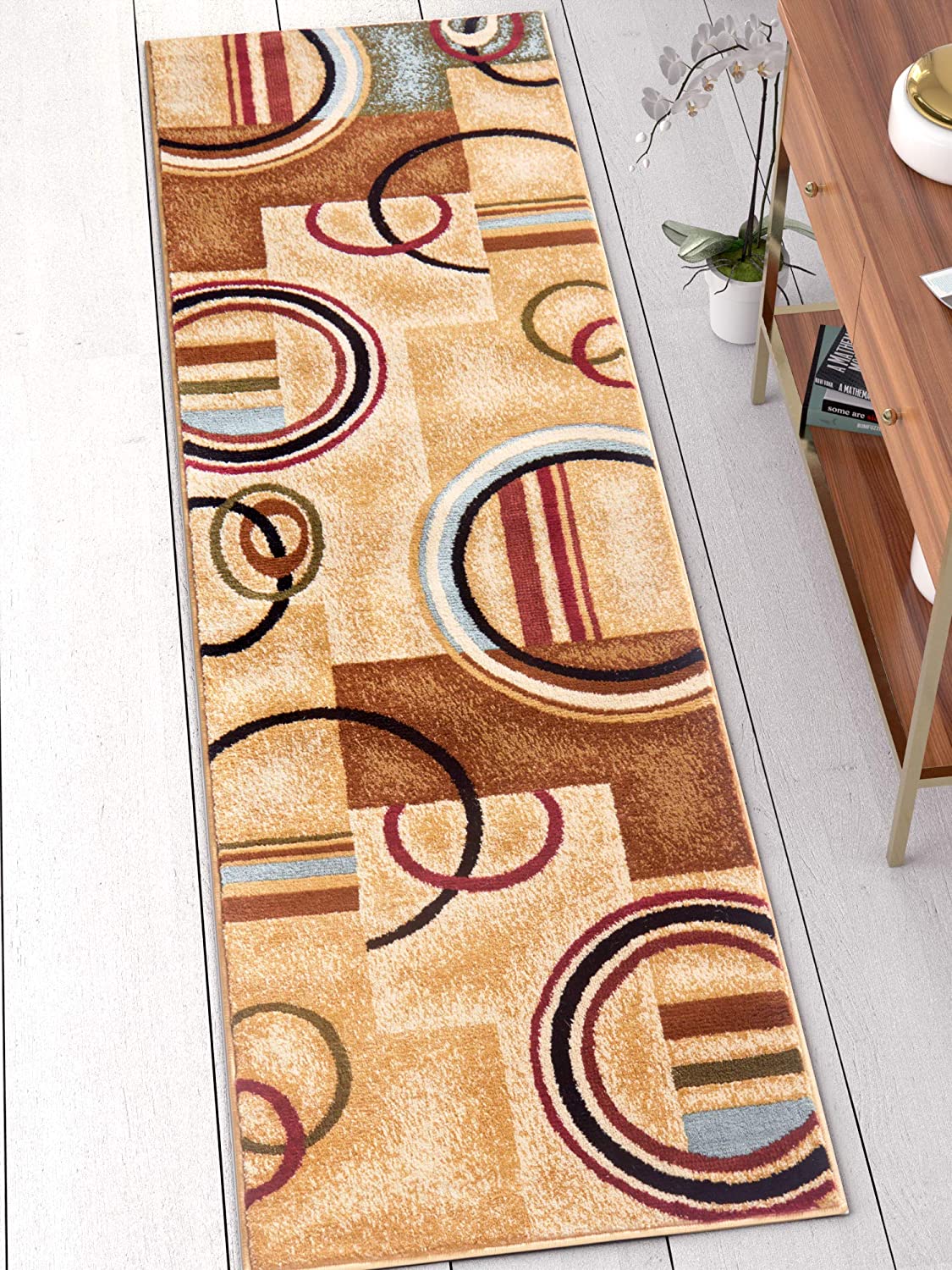 Modern Geometric Circles Ivory Multi Soft Area Rugs