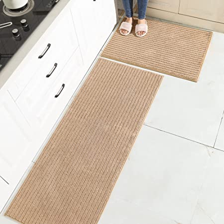 Non Skid Beige Kitchen Rug Mats Washable