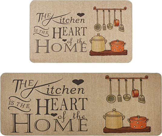 Famibay Kitchen Rugs and Mats Non Skid Washable Kitchen Rugs with Rubber Backing Kitchen Mat Set Stain&Wear Resistant Kitchen Carpet Rugs Low Pile Country Decorative Floor Mats for Home Kitchen