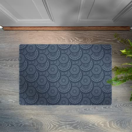 Shape28 Small Area Rug Mat Ultra-Thin Kitchen Rug Entrance Mat with Non Slip Rubber Backing Szie 24 inches x 18 inches Color Gray Design 1S