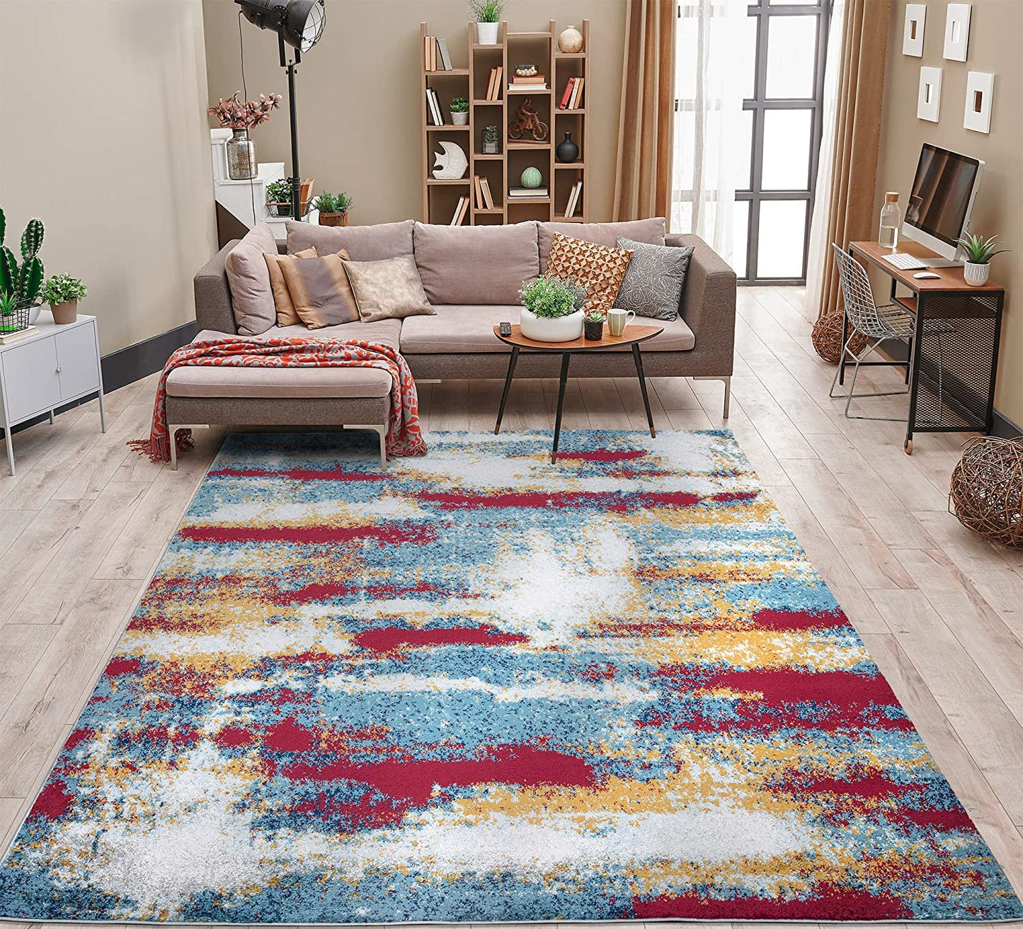 Abstract Soft Area Rug Blue multi