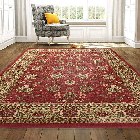 Red Persian Pattern Soft Non Slip Area Rug