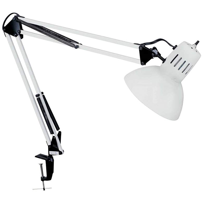 Lorn Gloss White Metal Clamp-On Task Lamp