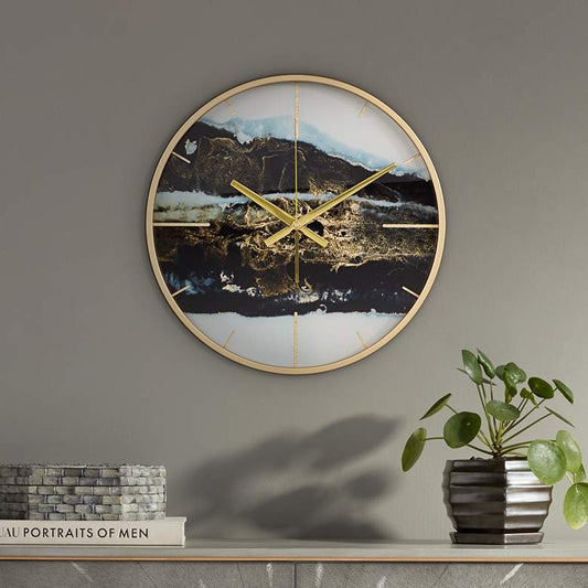Willowra Black and Gold 14 1/2" Round Wall Clock