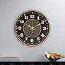 Willeton Black and Gold 14 1/2" Round Wall Clock