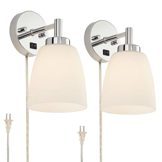 Avenue 10 1/4" High Polished Chrome Plug-In Wall Sconce Set of 2