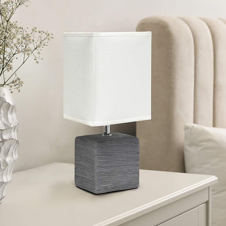 Simple Designs 11 3/4" High Petite Gray Faux Stone Table Lamp