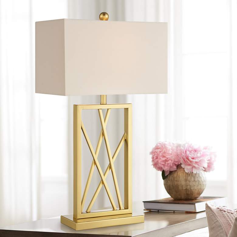 Claudia Modern Square Gold Table Lamp