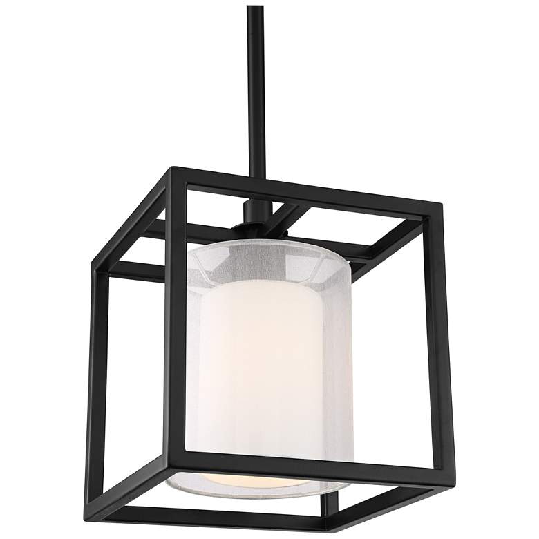 Conroe 9" Wide Matte Black Open Cube Mini Pendant Light