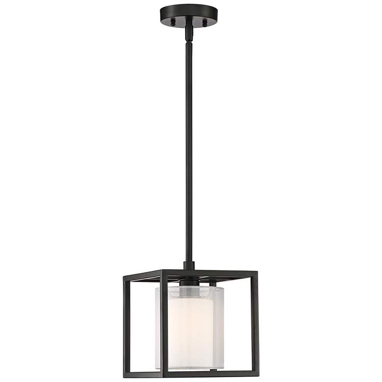 Conroe 9" Wide Matte Black Open Cube Mini Pendant Light