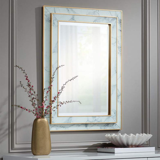 Magdalena Gold and Marble 25 1/4" x 34 3/4" Wall Mirror