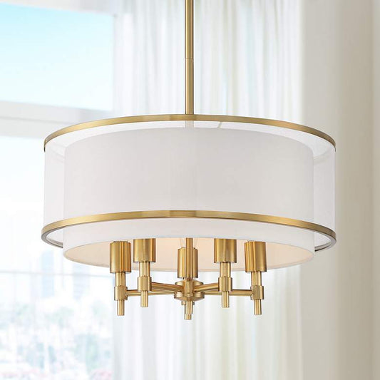 Desirae 21 1/4" Wide Warm Antique Brass 5-Light Pendant Light