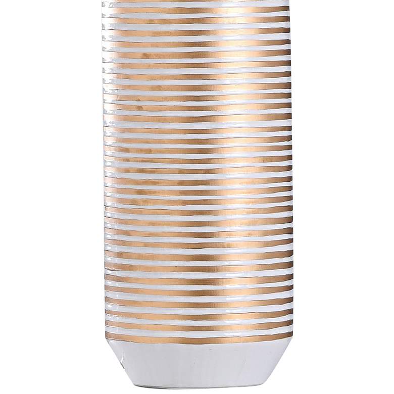 Contini Threaded Gold and White Spool Ceramic Table Lamp