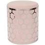 Aubrey Blush Velvet Brushed Geometric Pattern Ottoman