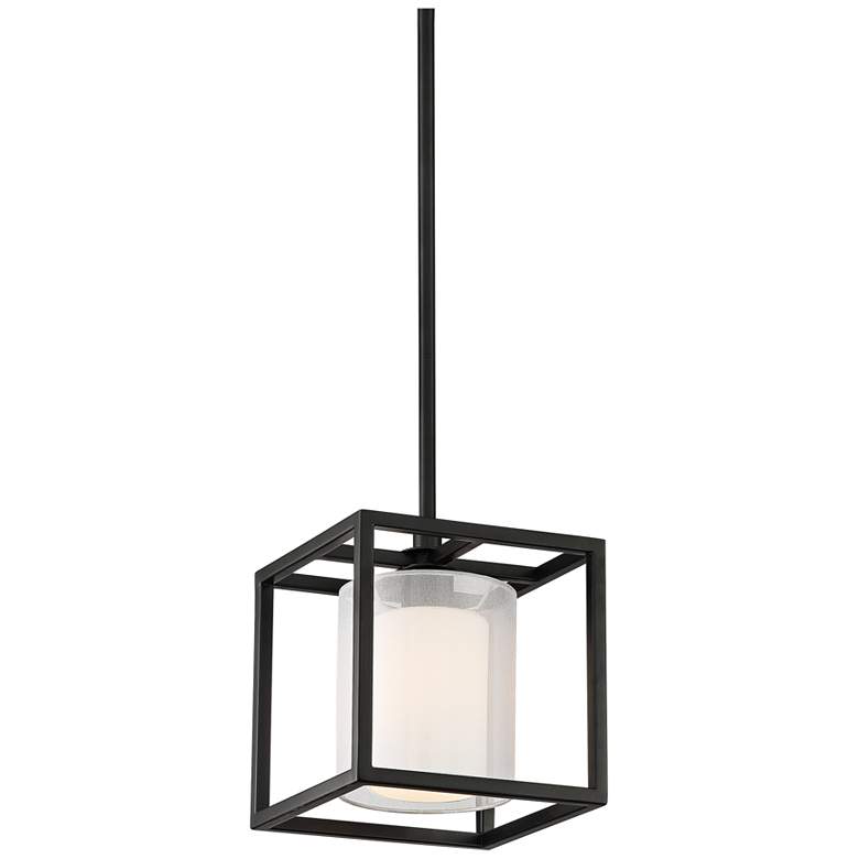 Conroe 9" Wide Matte Black Open Cube Mini Pendant Light