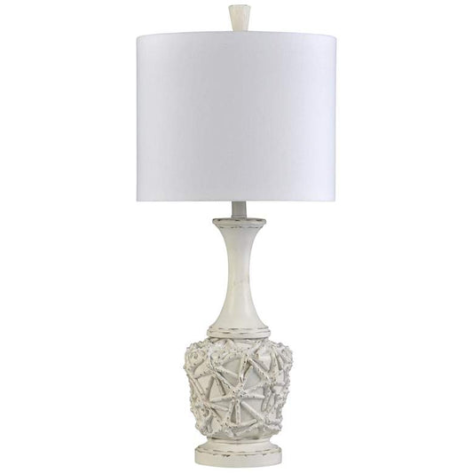 Lassa White Distressed Star Fish Urn Table Lamp