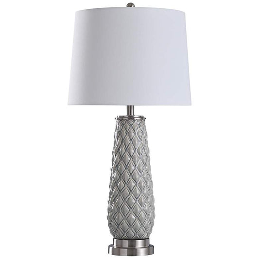 Hanson Light Gray Diamond Ceramic Table Lamp