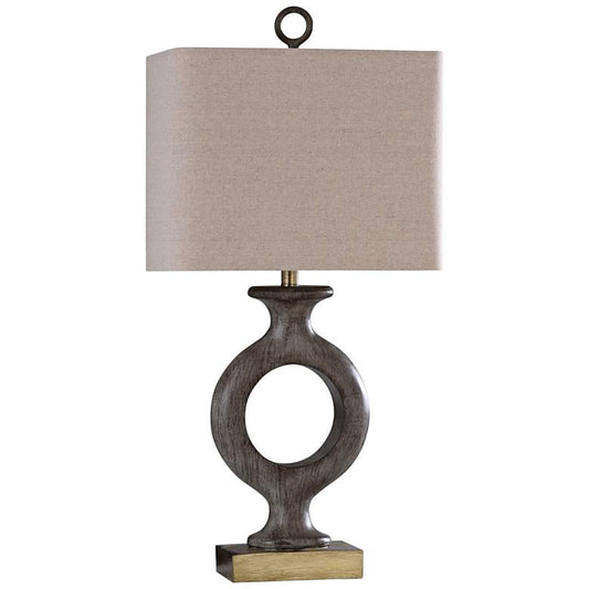 Shildon Carved Dark and Brushed Steel Metal Table Lamp