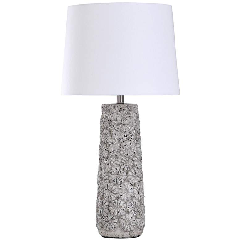 Arther Light Gray Concrete Stone Flower Motif Table Lamp