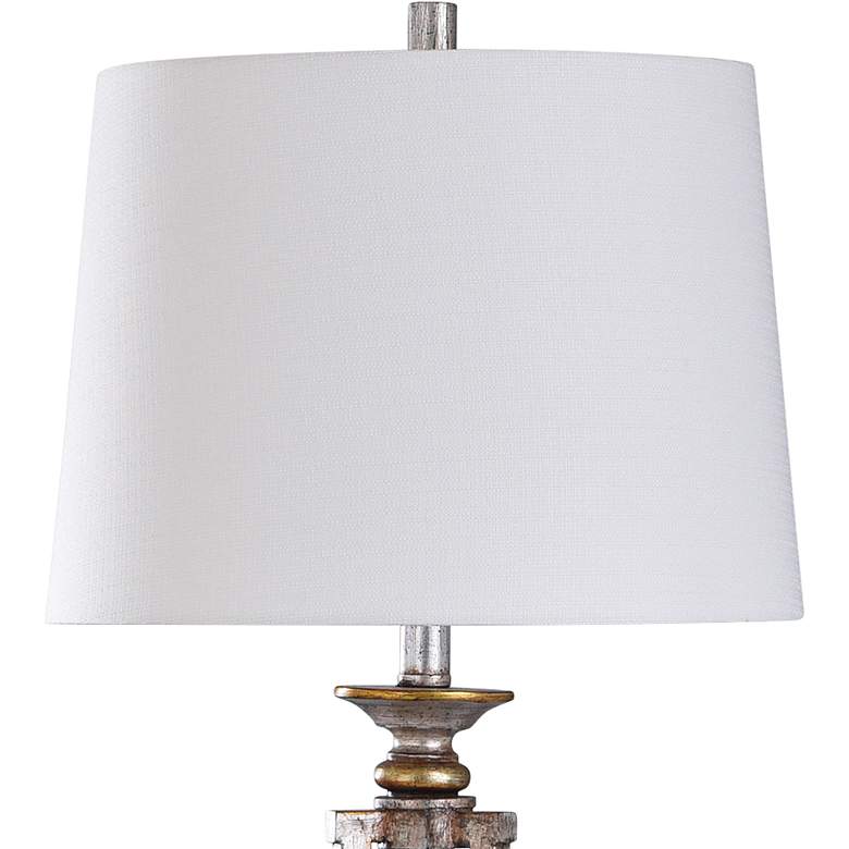 Palladium Oxidized Silver Metal Tripod Pendulum Table Lamp