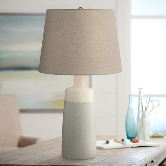 Effie Modern Farmhouse Grey Ceramic Table Lamp