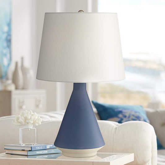 Brooks Regatta Blue Modern Ceramic Accent Table Lamp