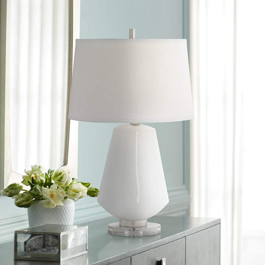 Minas White Glass Modern Table Lamp