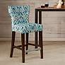 Avila 25" Blue Fabric and Espresso Wood Counter Stool