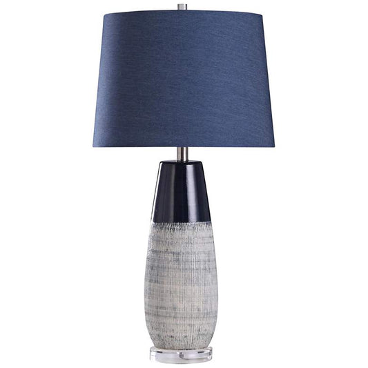 Berni Textured Black and Light Gray Ceramic Table Lamp